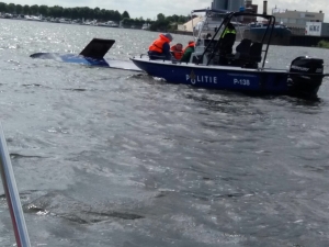 Omgeslagen zeilboot Prins Mauritshaven Wessem